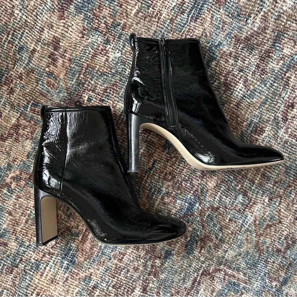Rag & Bone Ellis Black Patent Leather Heel Ankle Zipper Square Toe Boot 11 / 41